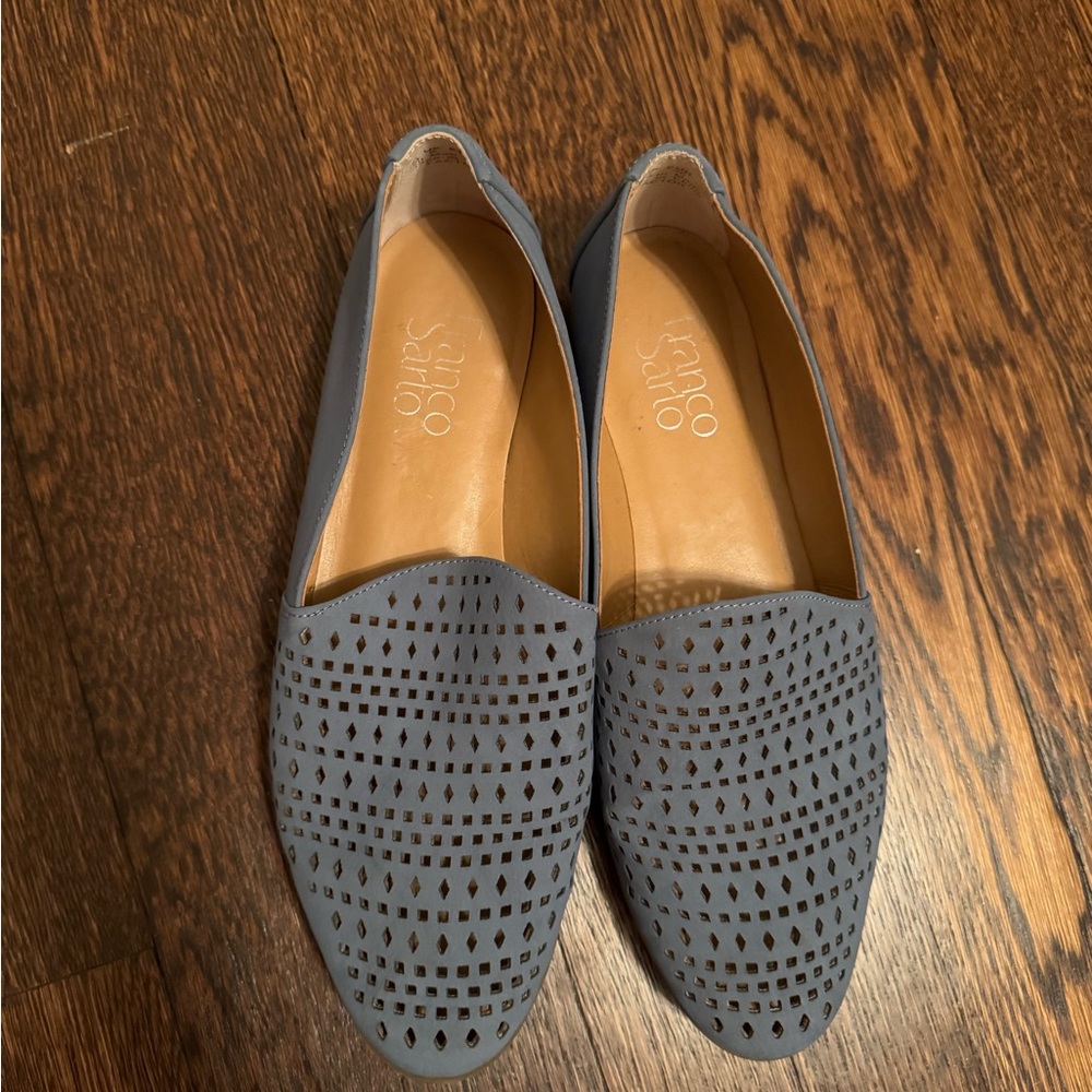 Franco Sarto FARYN Light Blue Perforated Lather Loafers Size 8